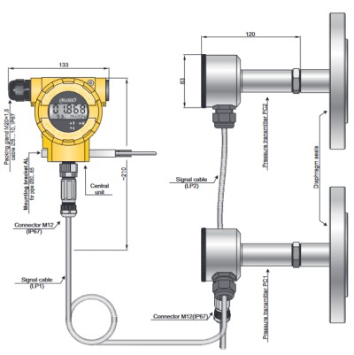 APM 2 drawing Differential Pressure Transmitter for level measurement in pressure tanks