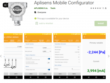 Mobile Configurator for Android based devices to communicate and transfer data with Aplisens transmitters.